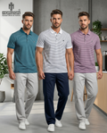 White Fine Stripe Polo