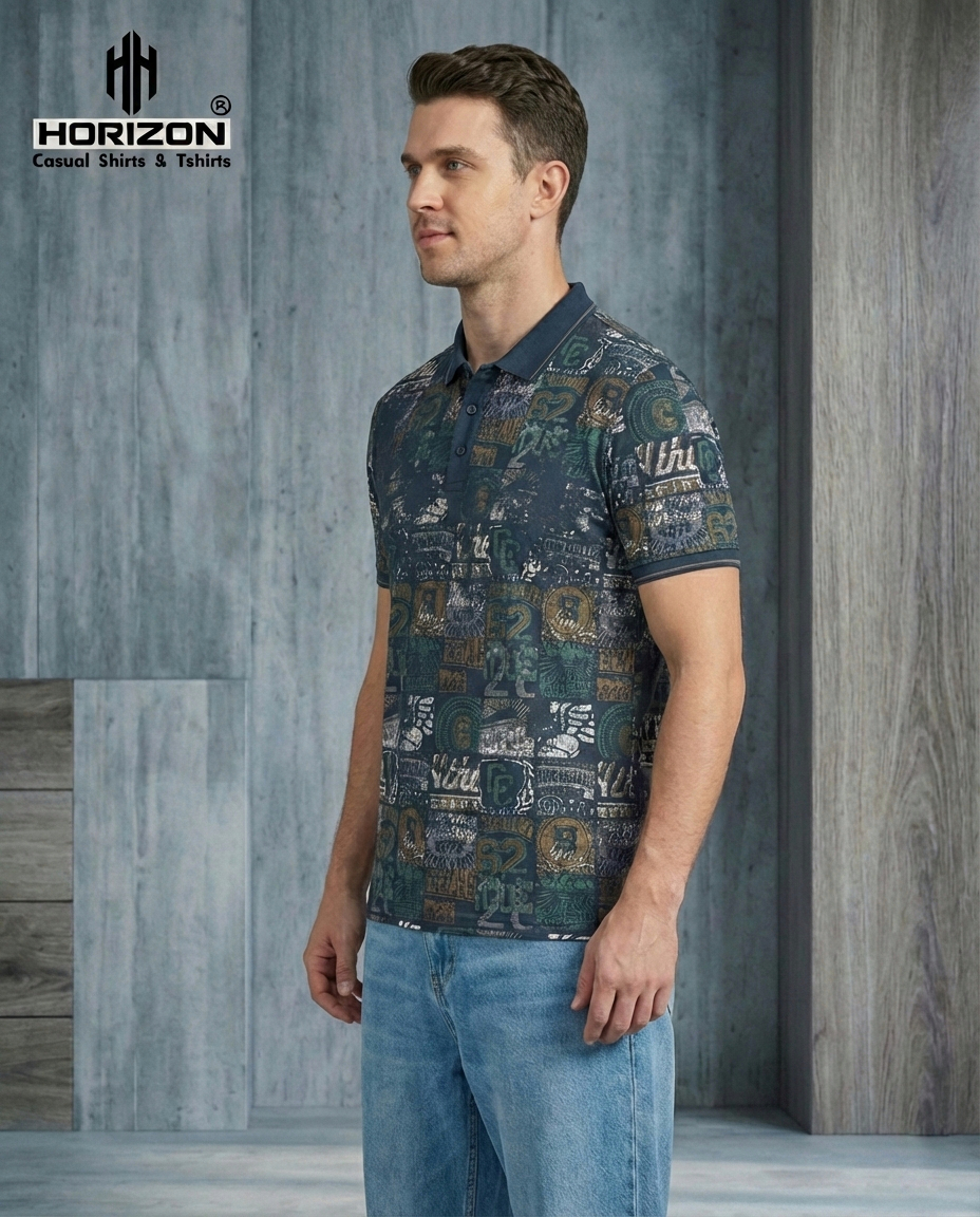 Abstract Graphic Print Polo
