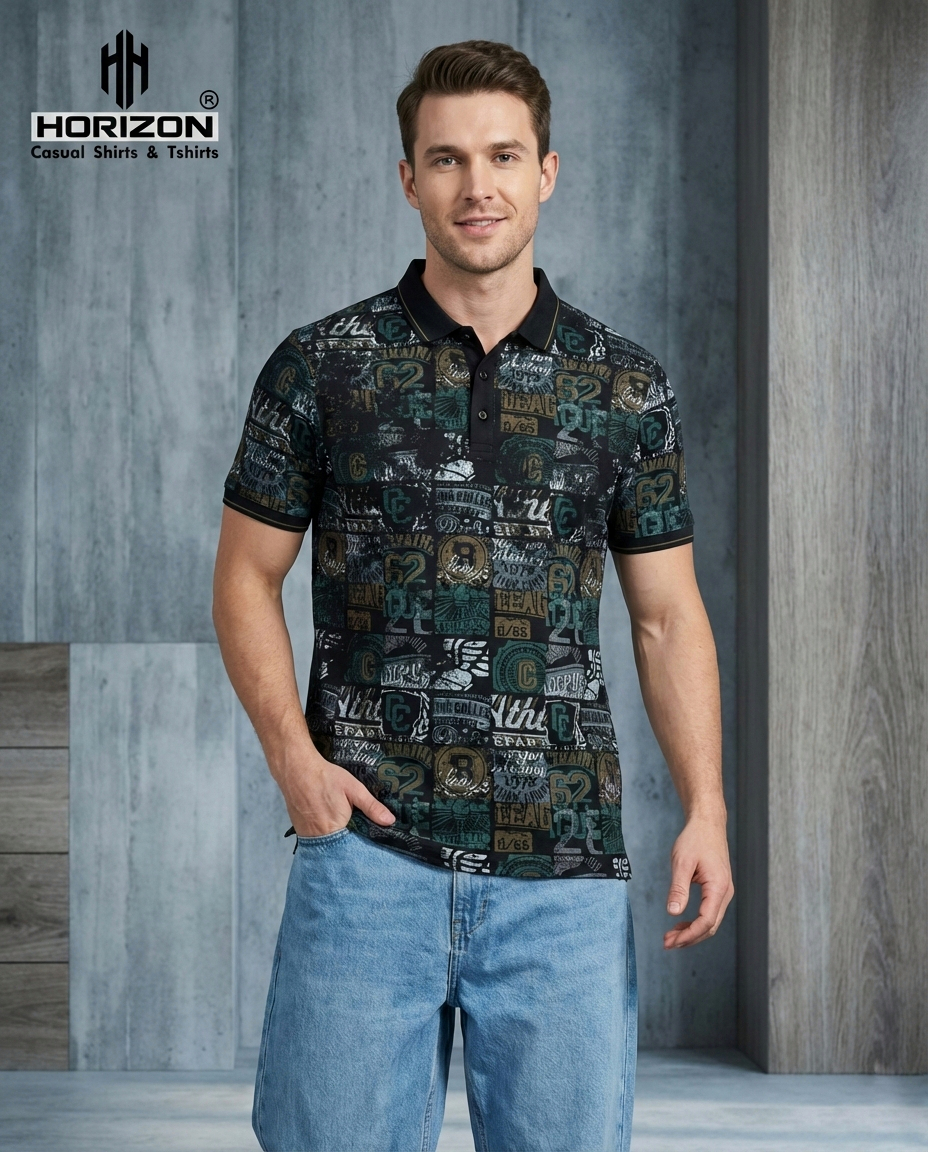 Abstract Graphic Print Polo