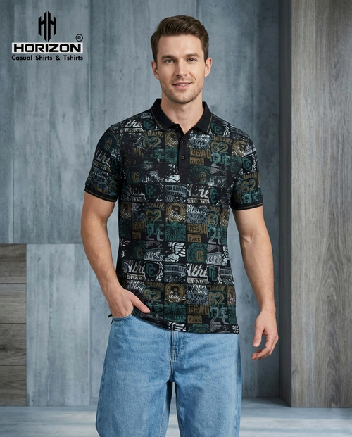 Abstract Graphic Print Polo