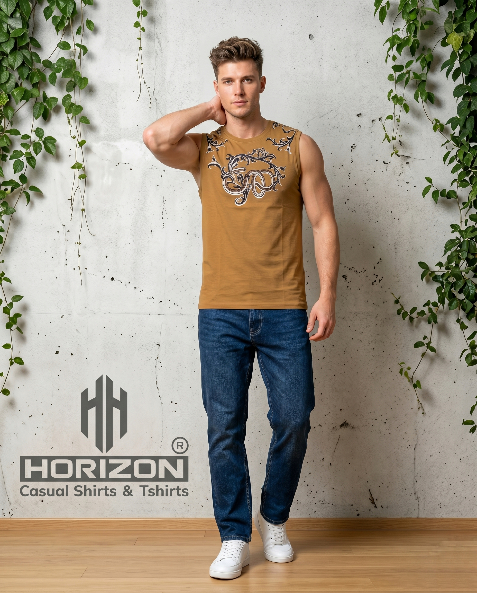 Mustard Graphic Muscle Tee