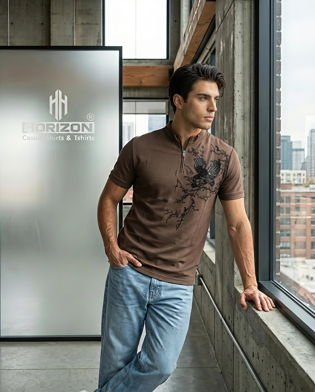 Graphic Zip Polo Shirt