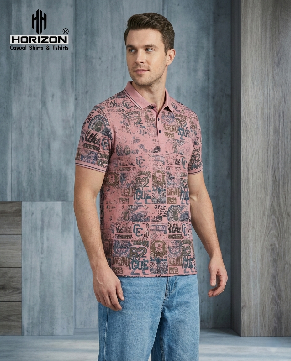 Abstract Graphic Print Polo