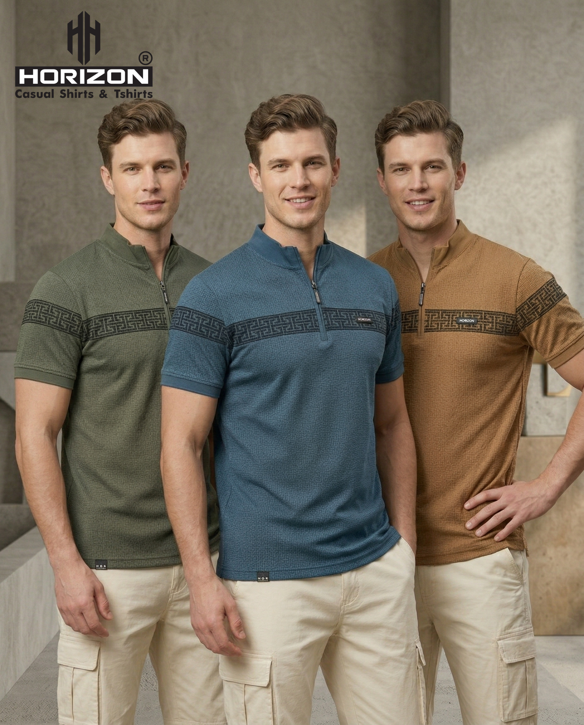 Olive Textured Zip Polo
