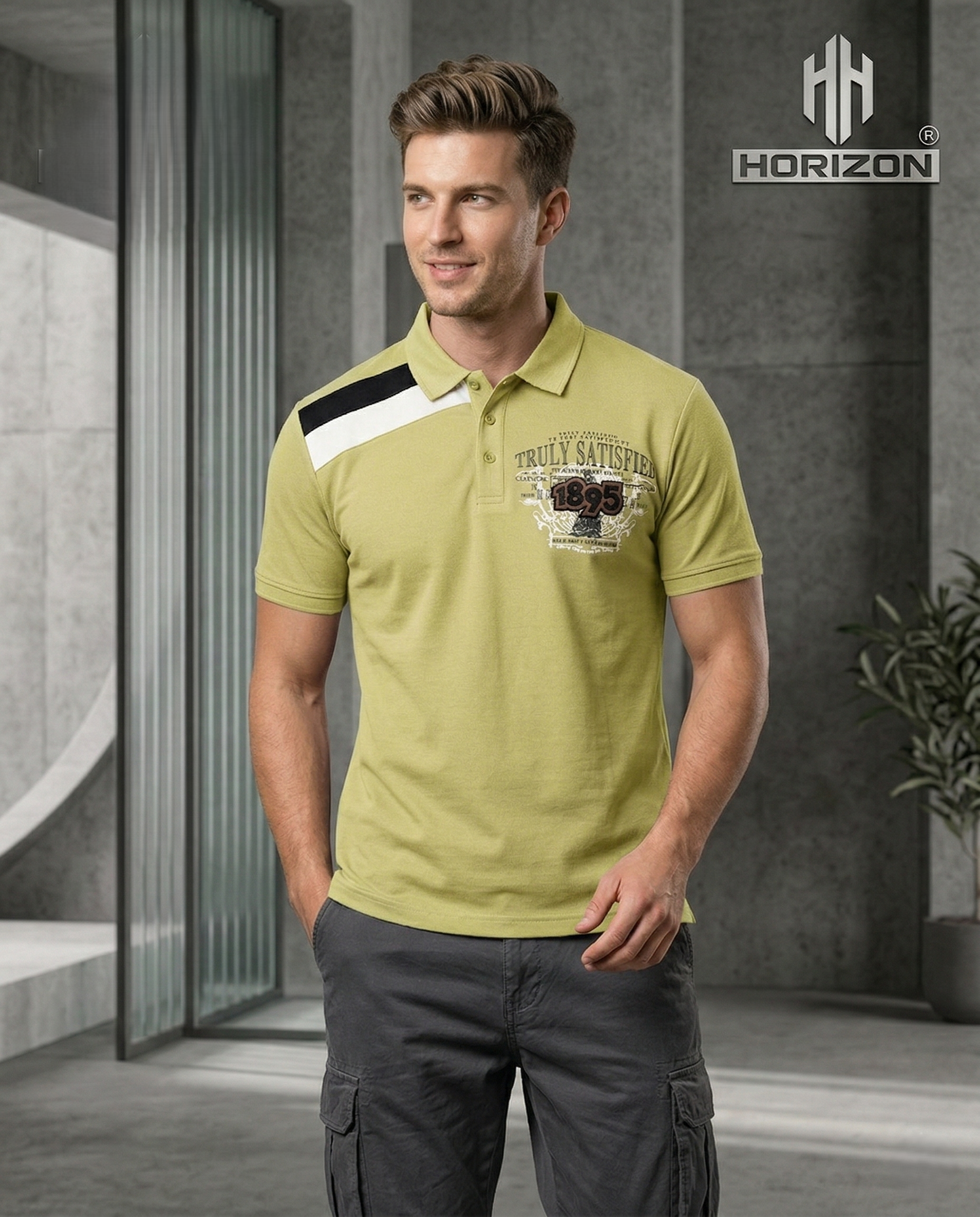 Olive Graphic Accent Polo