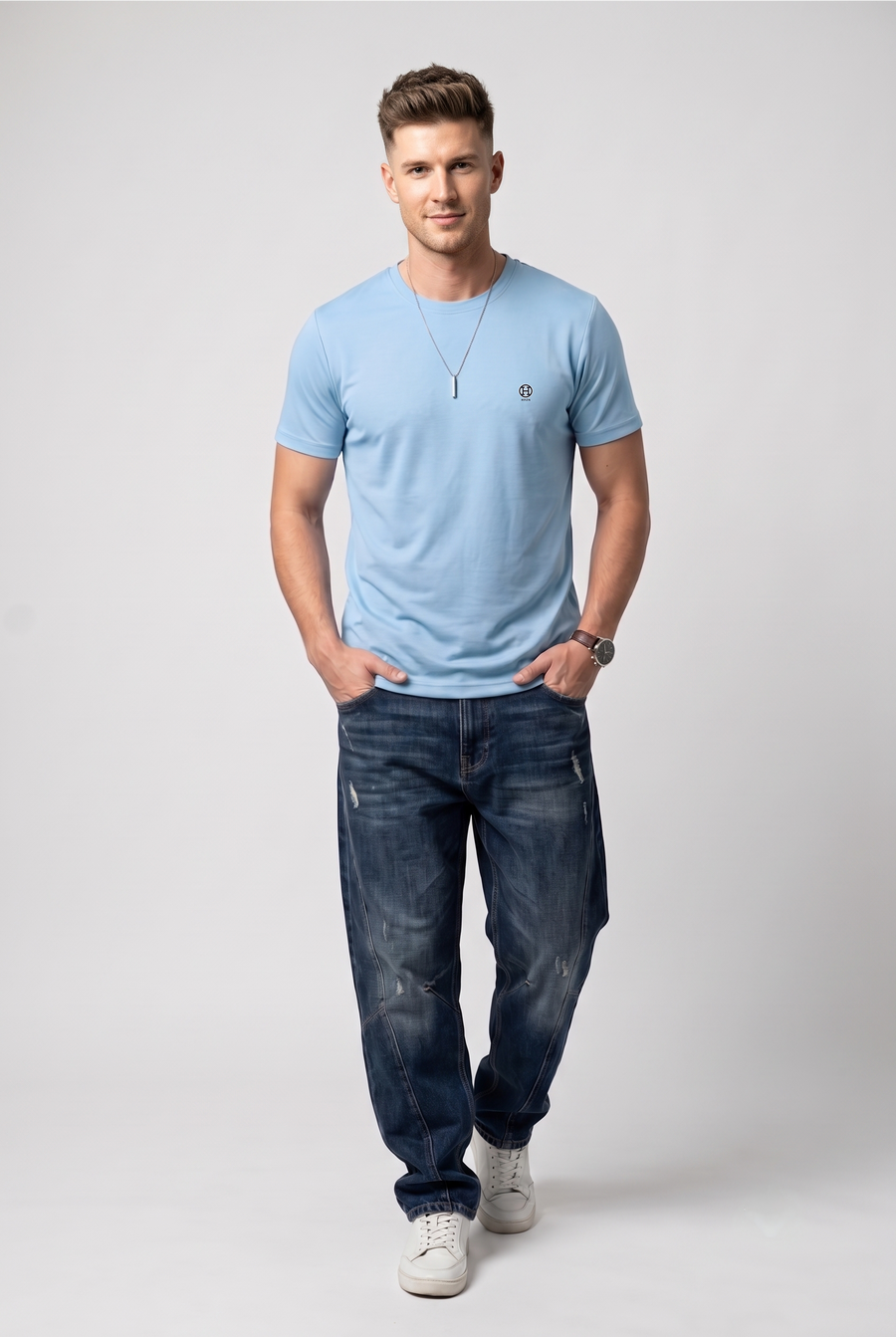 Sky Blue Crew Neck T-Shirt