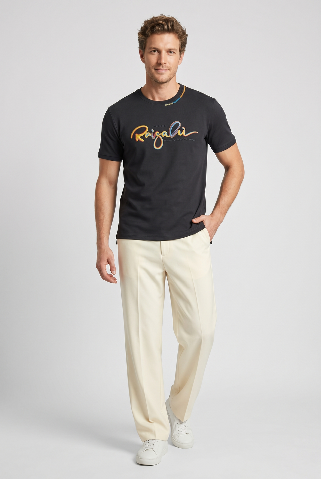 Black Script Print T-Shirt
