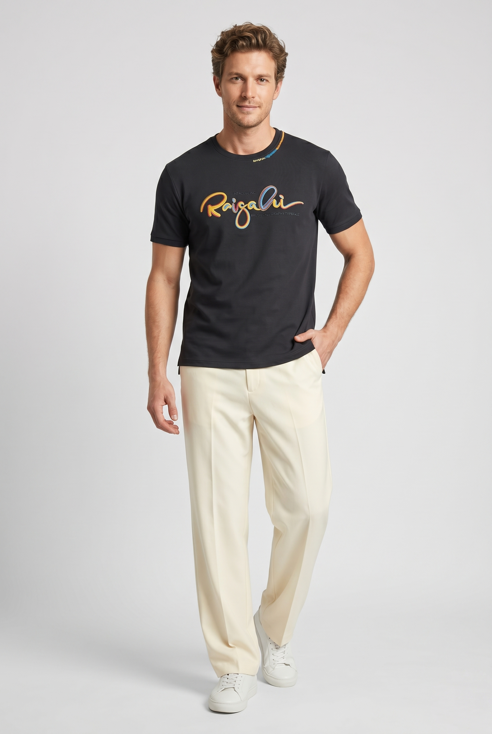 Black Script Print T-Shirt