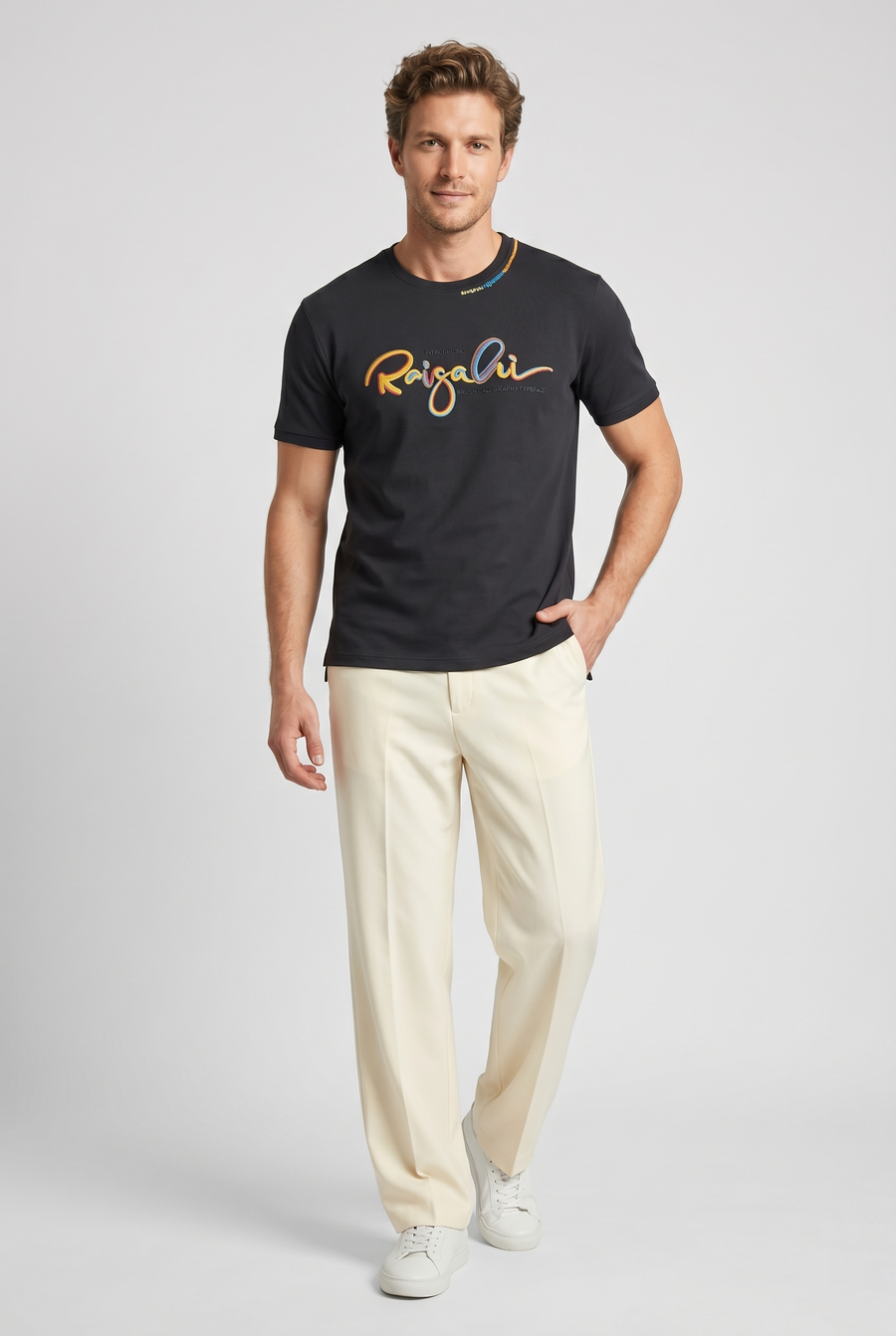 Black Script Print T-Shirt