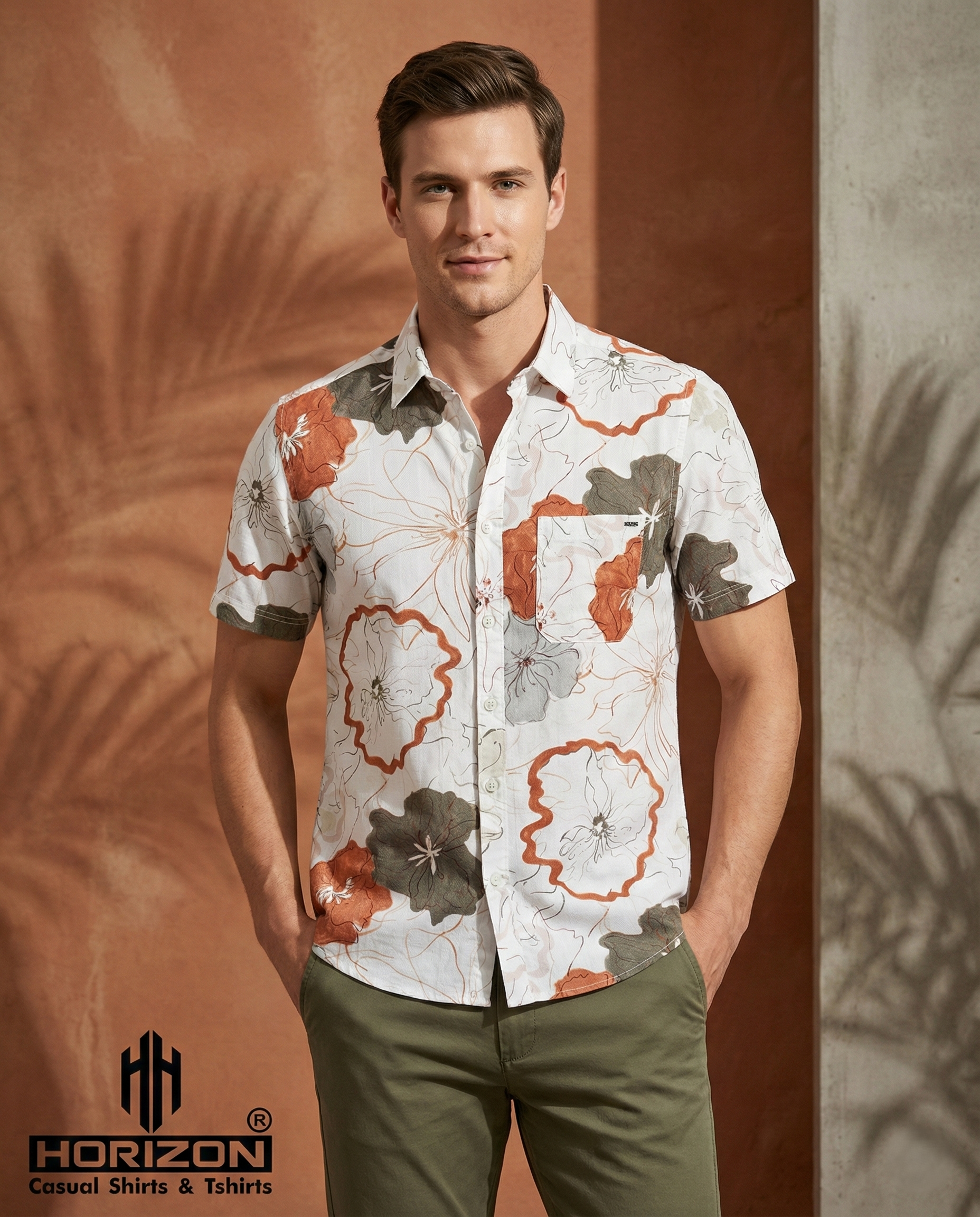 White Floral Print Shirt