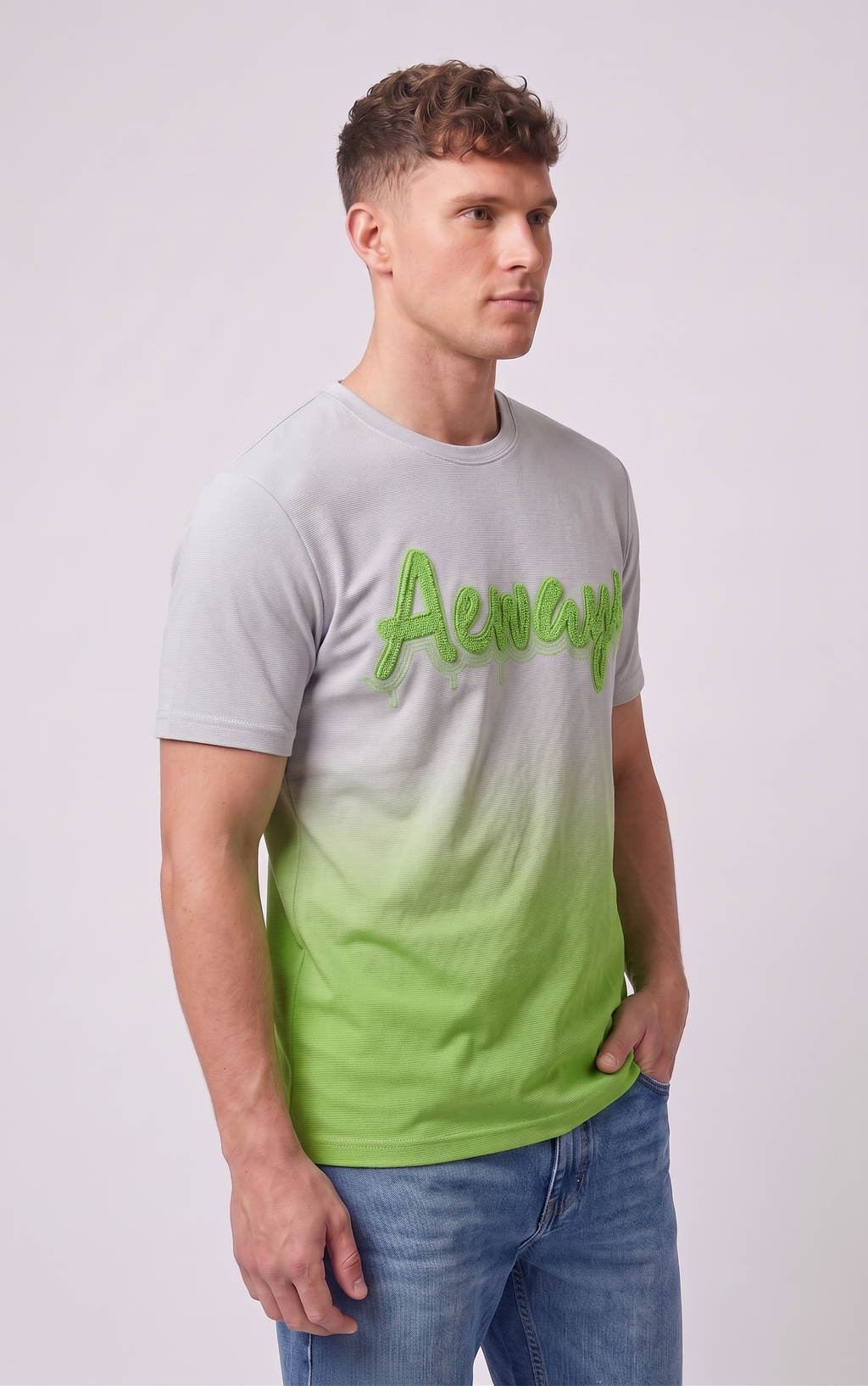 White & Lime Green Fade tshirt