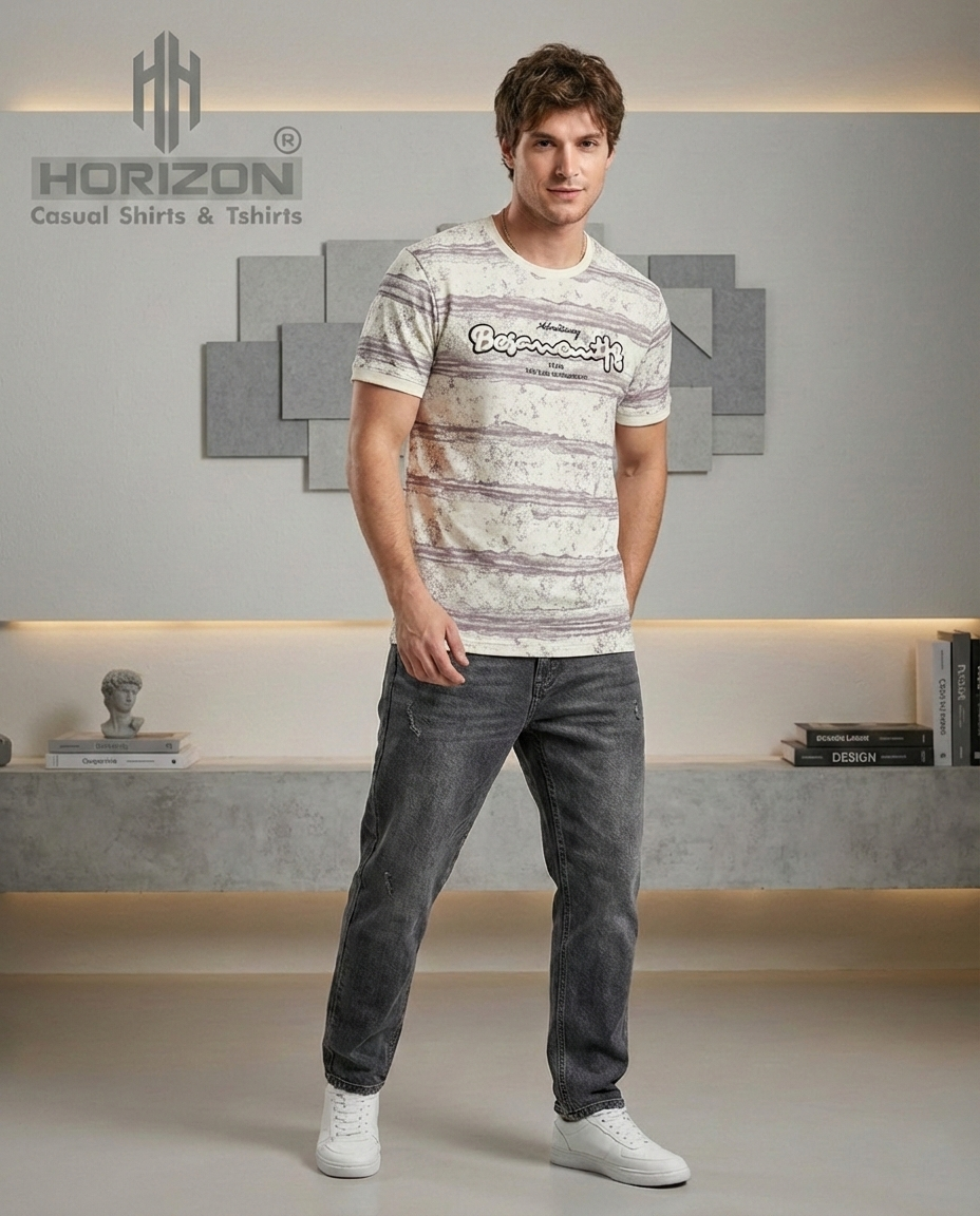 Distressed Stripe Print T-Shirt