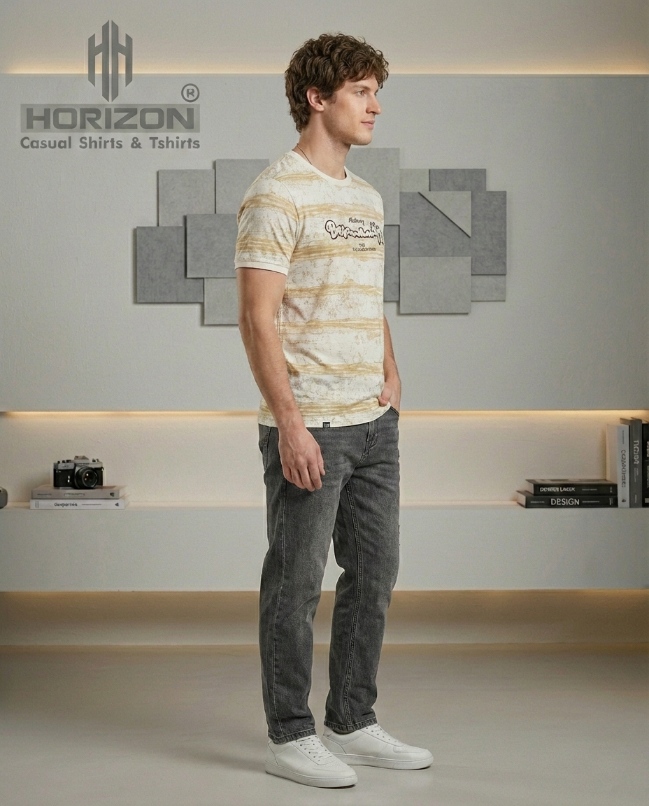 Distressed Stripe Print T-Shirt
