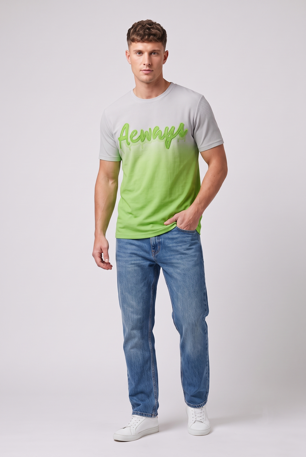 White & Lime Green Fade tshirt