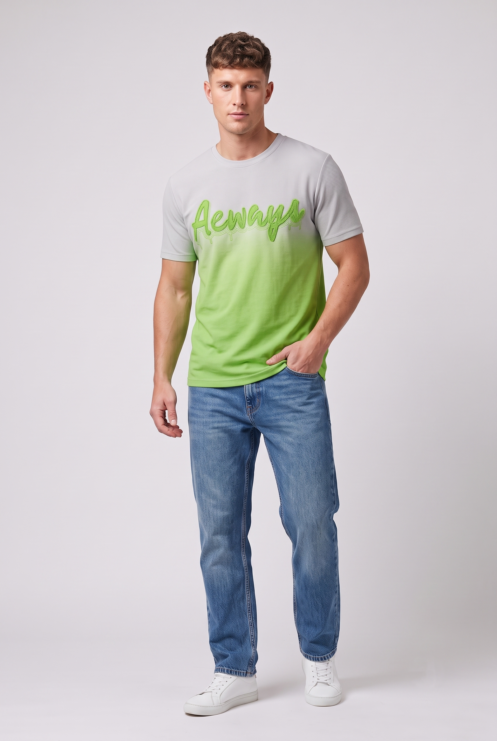 White & Lime Green Fade tshirt