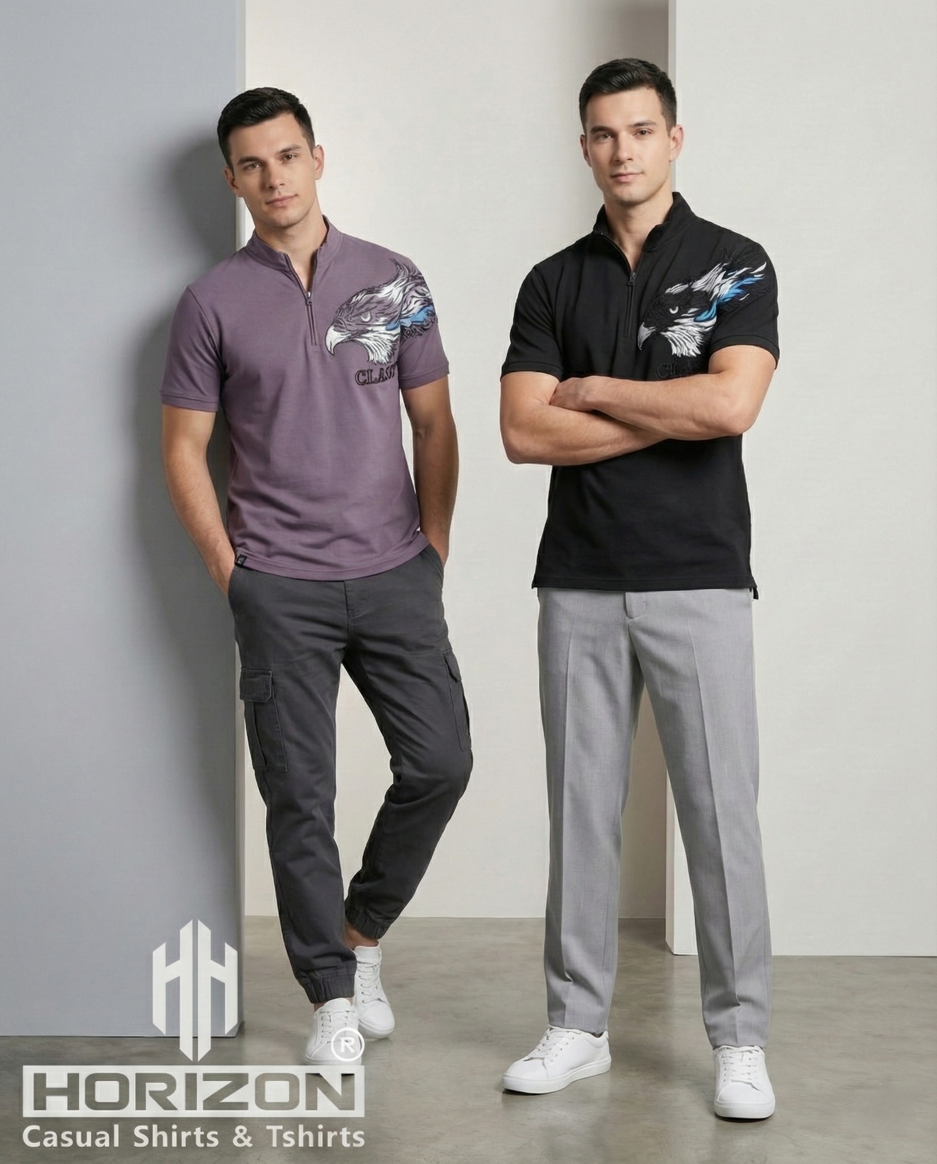 Shoulder Graphic Print Polo