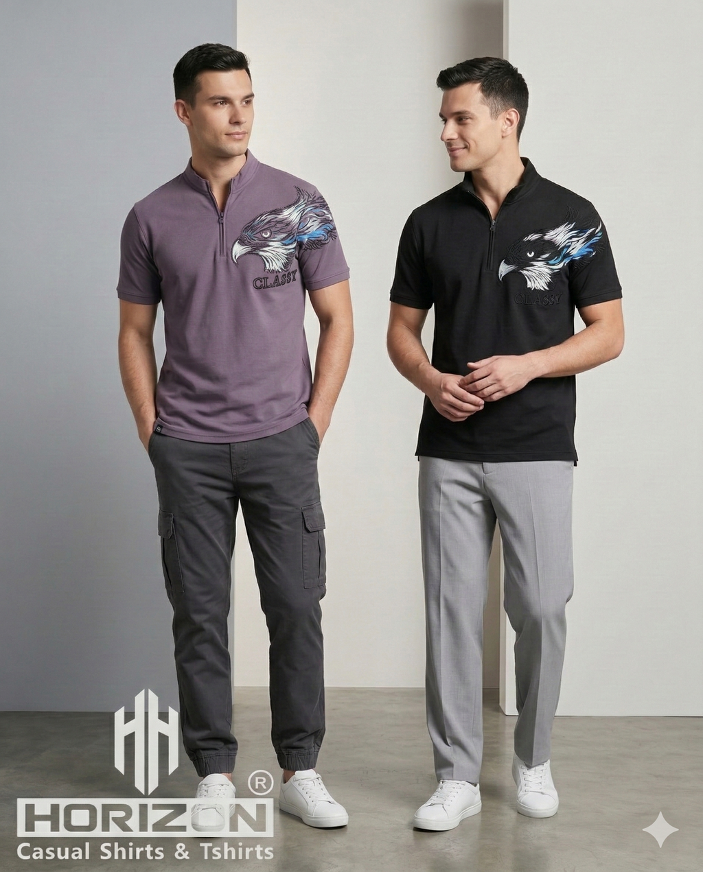 Shoulder Graphic Print Polo