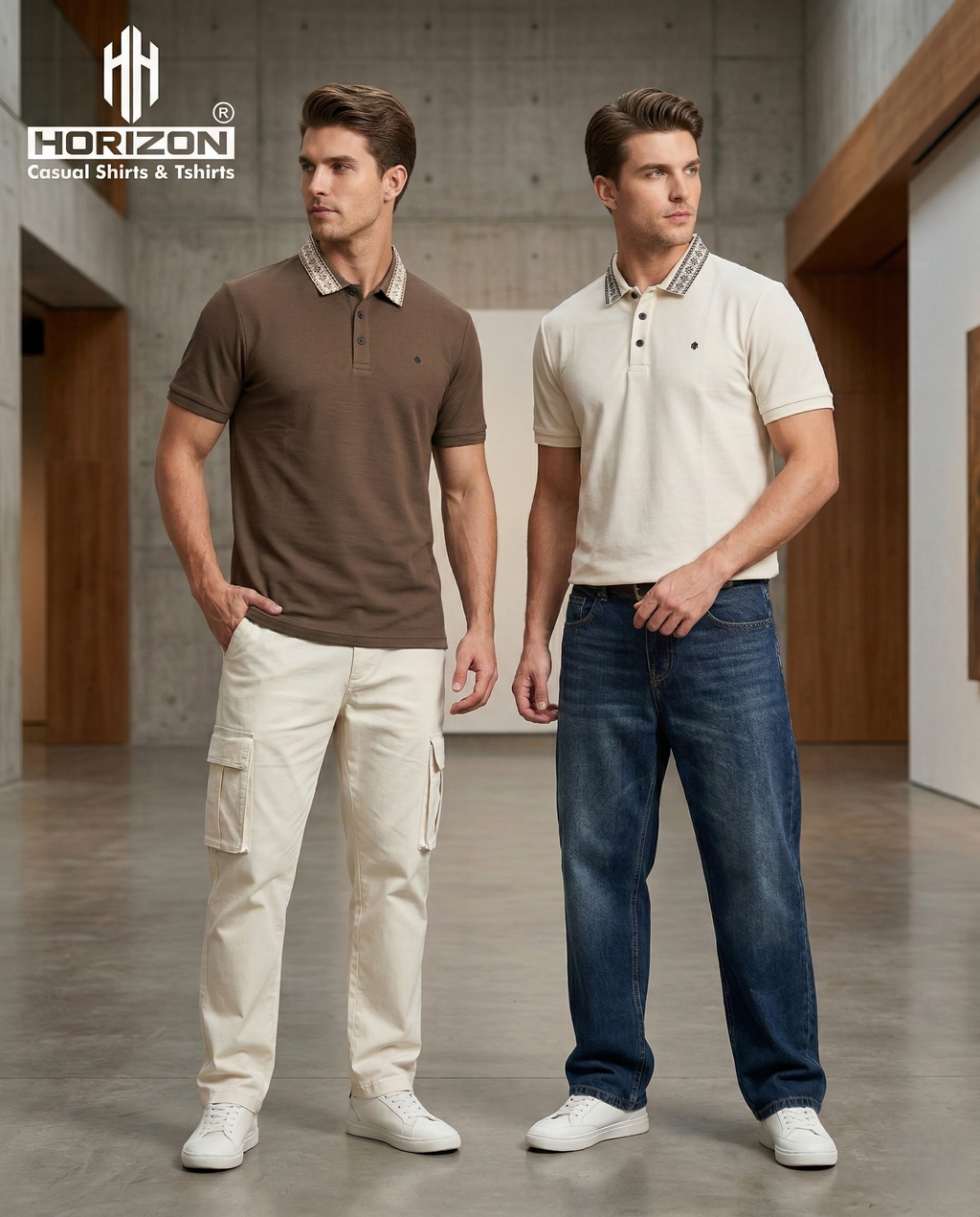 Teal Pattern Collar Polo