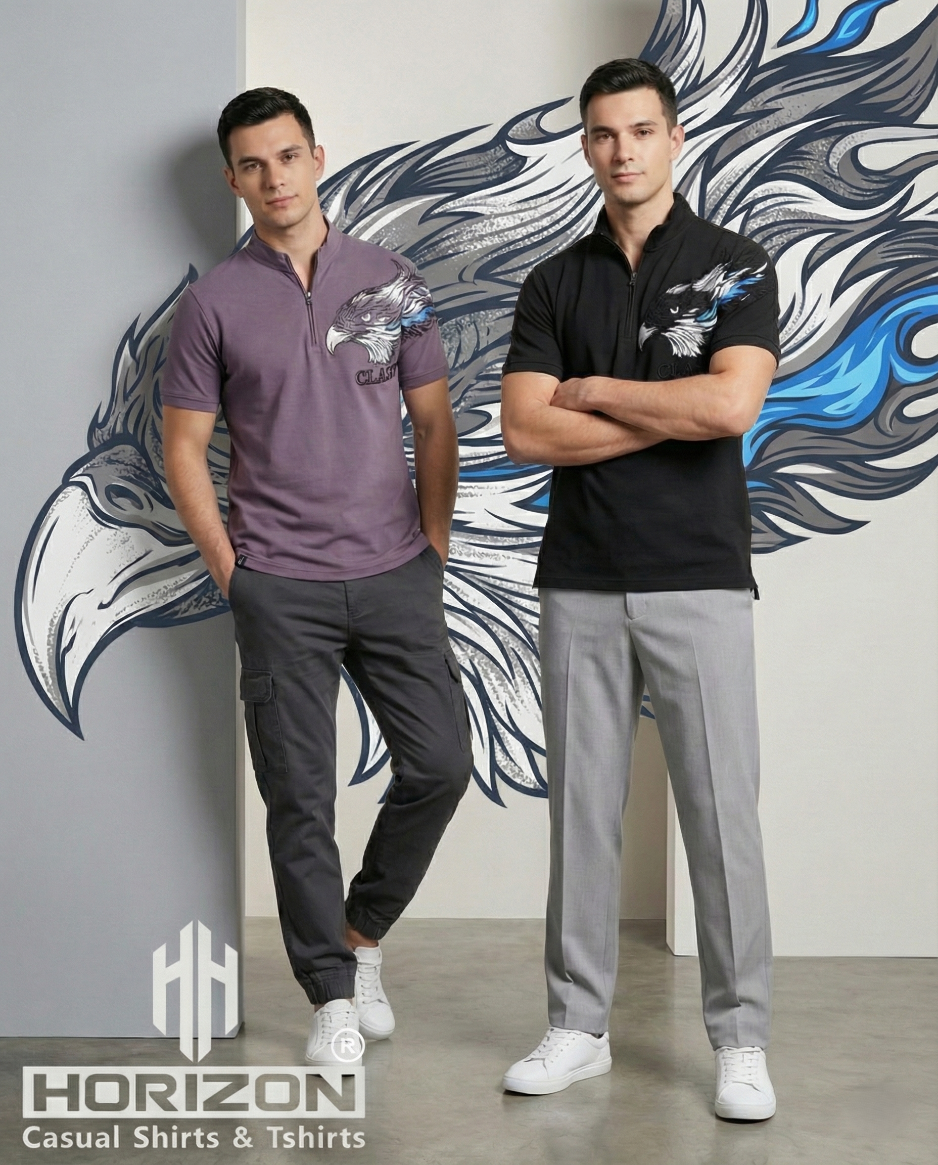 Shoulder Graphic Print Polo