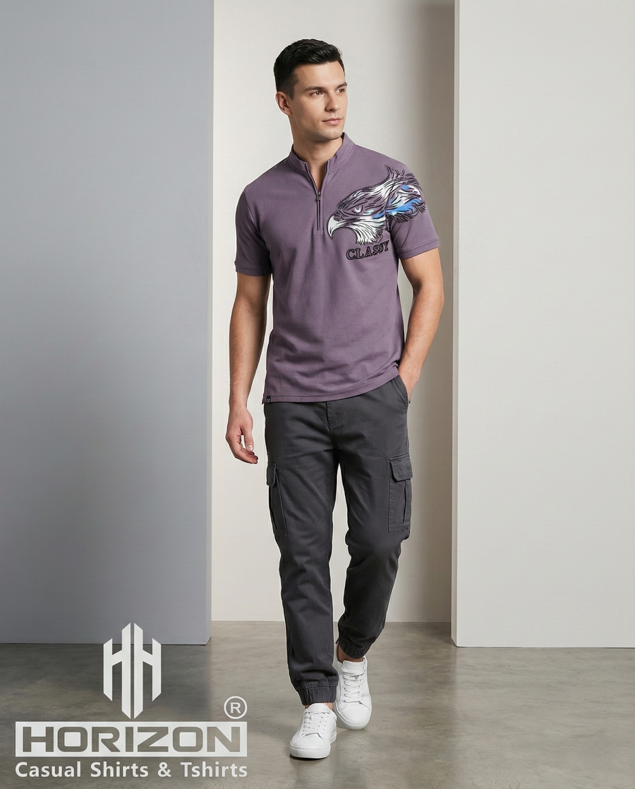 Shoulder Graphic Print Polo