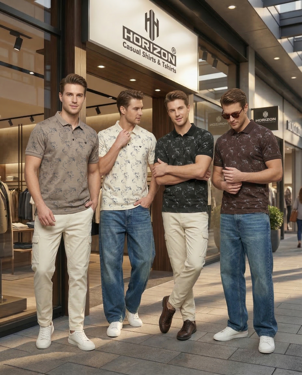 Multi Color Floral Print Polo