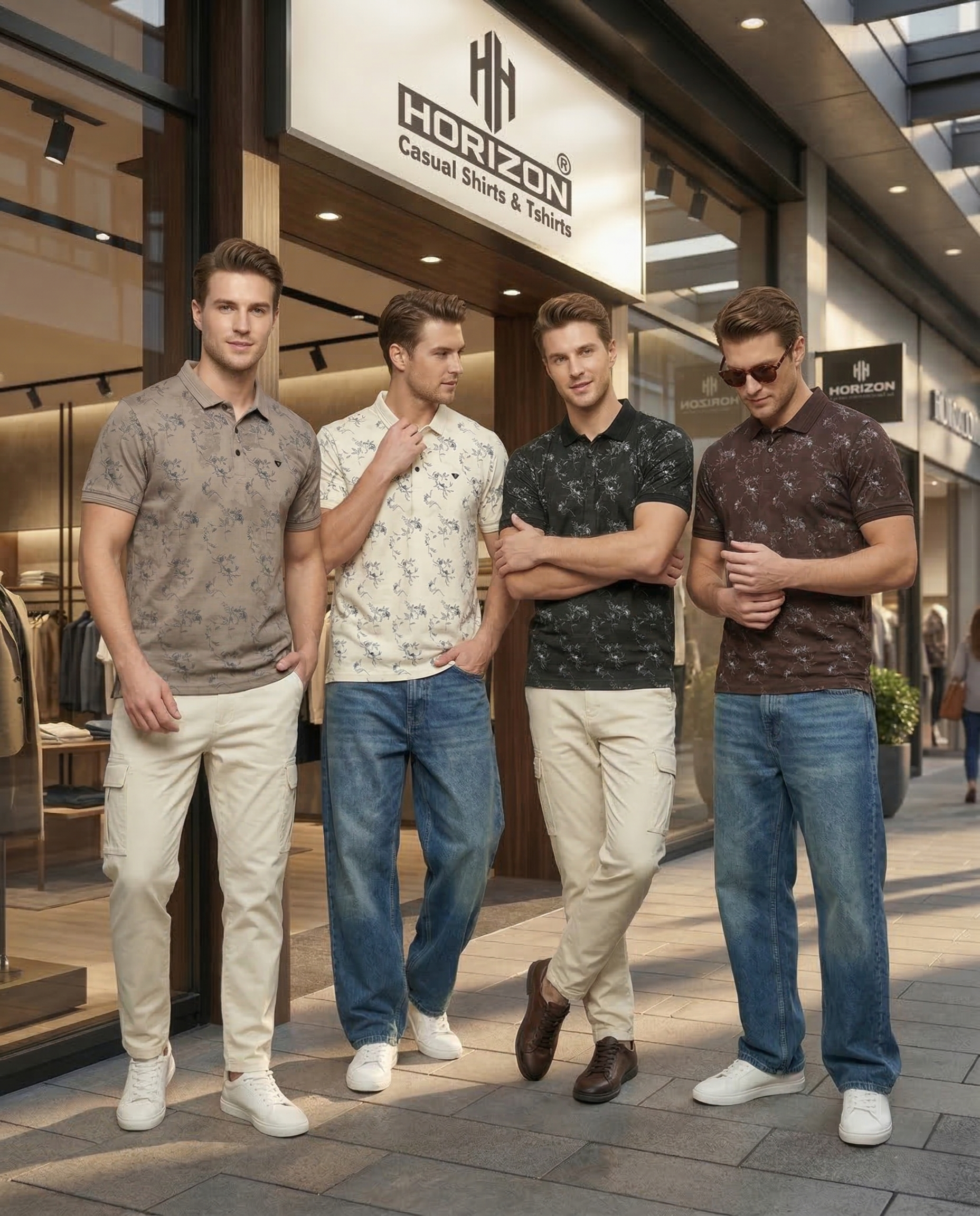 Multi Color Floral Print Polo