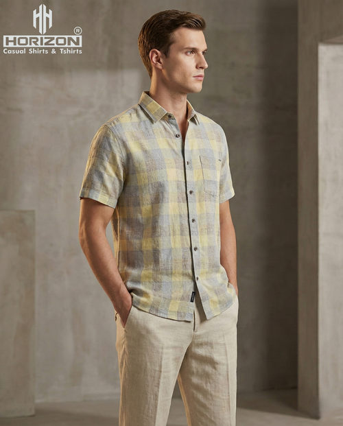 Beige Check Casual Shirt