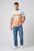 White & Lime orange Fade tshirt