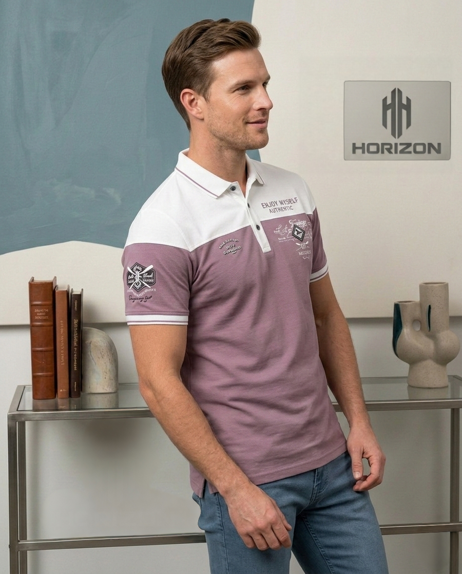 Color Block Printed Polo