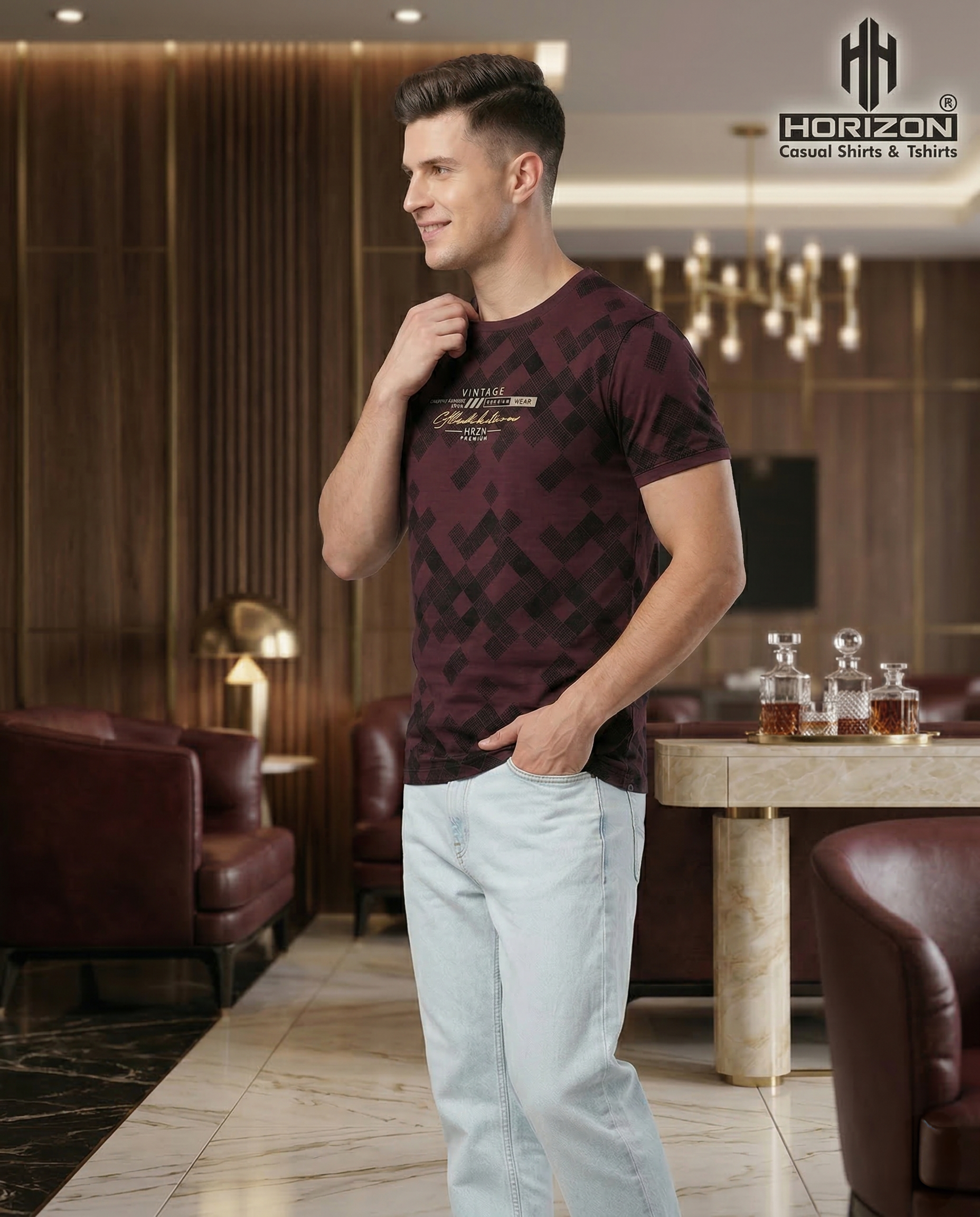 Geometric Print Graphic Crew T-Shirt