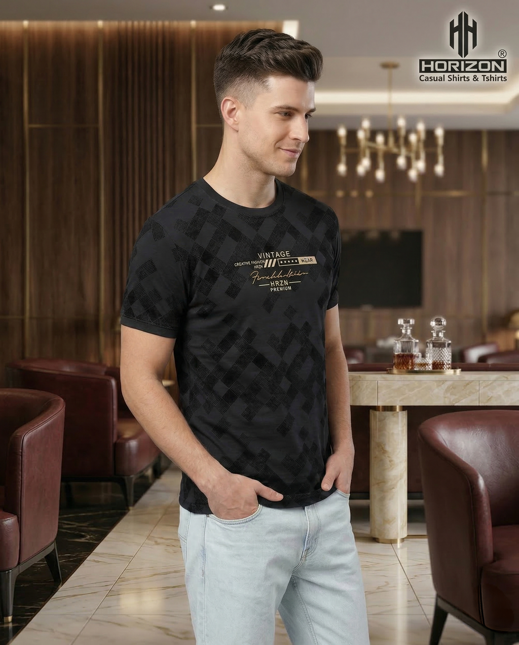Geometric Print Graphic Crew T-Shirt