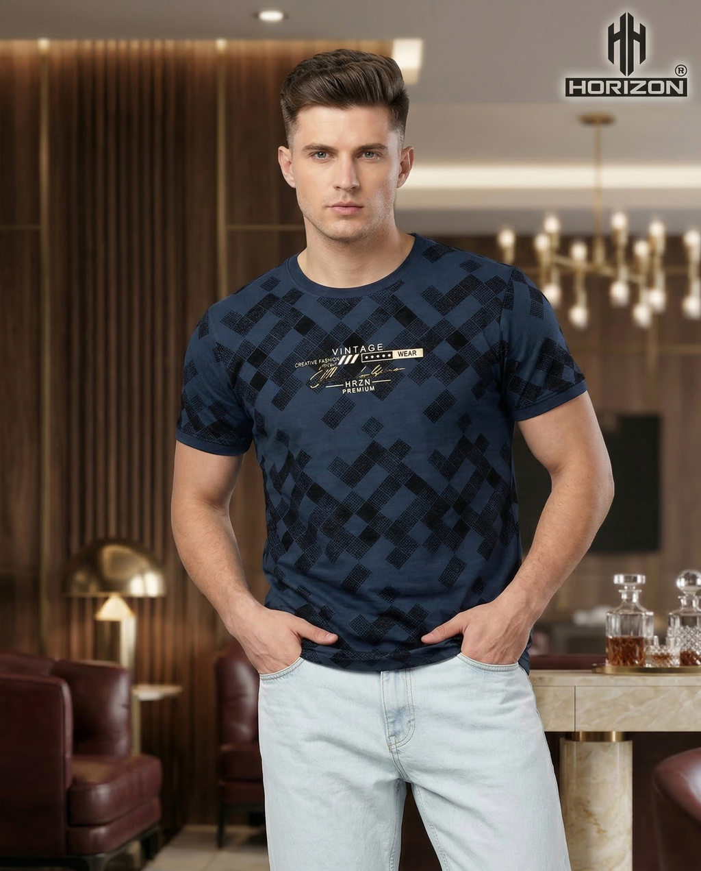 Geometric Print Graphic Crew T-Shirt