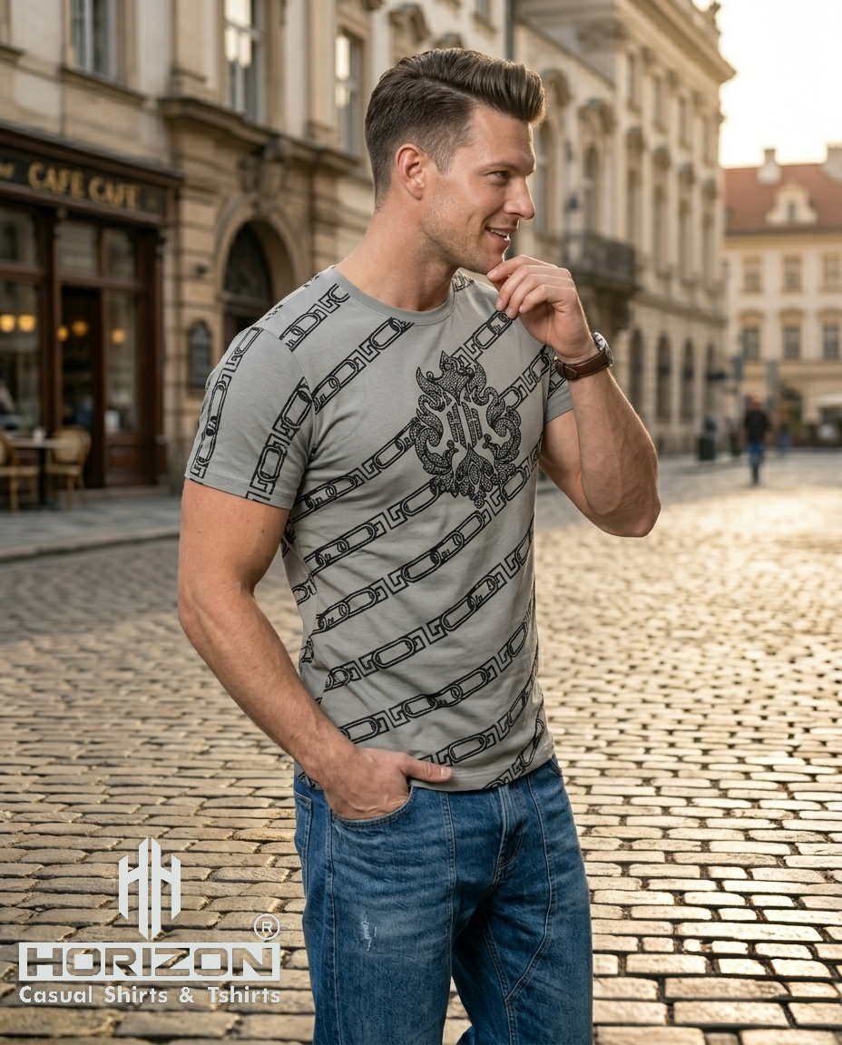Chain Print Graphic Crew T-Shirt