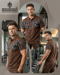 Brown Graphic Polo Co-ord Set