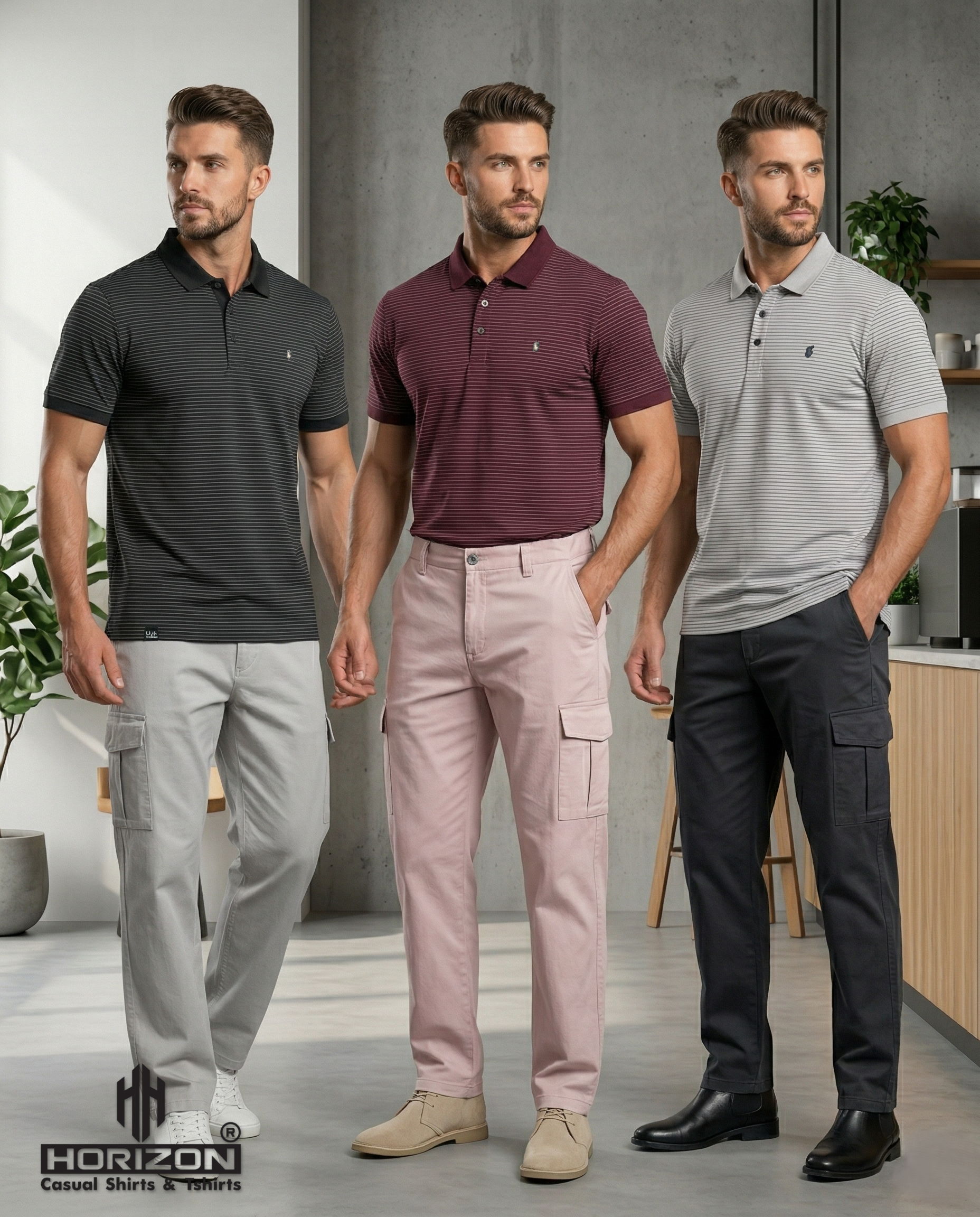 White Fine Stripe Polo