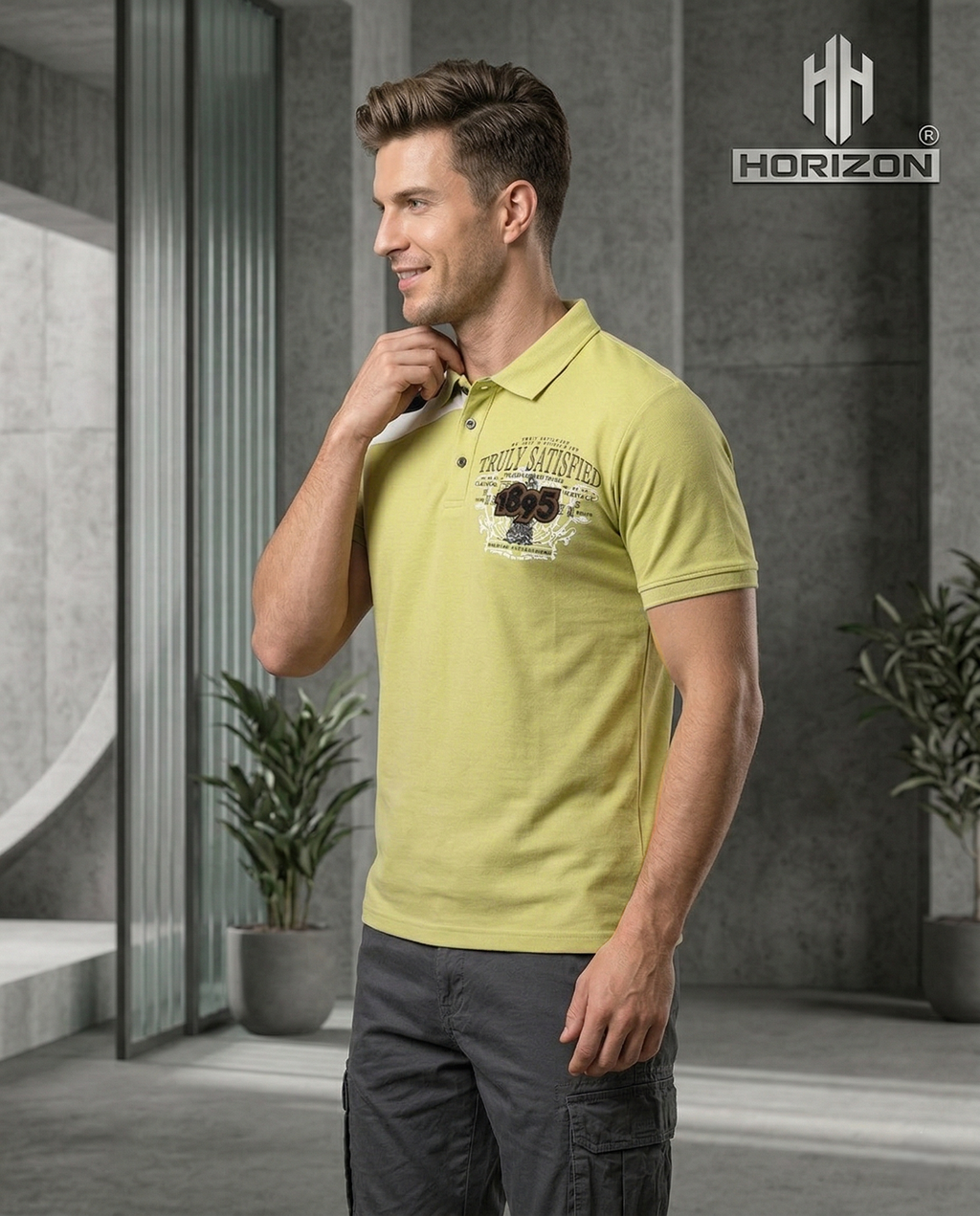 Olive Graphic Accent Polo