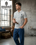 White Textured Stripe Polo