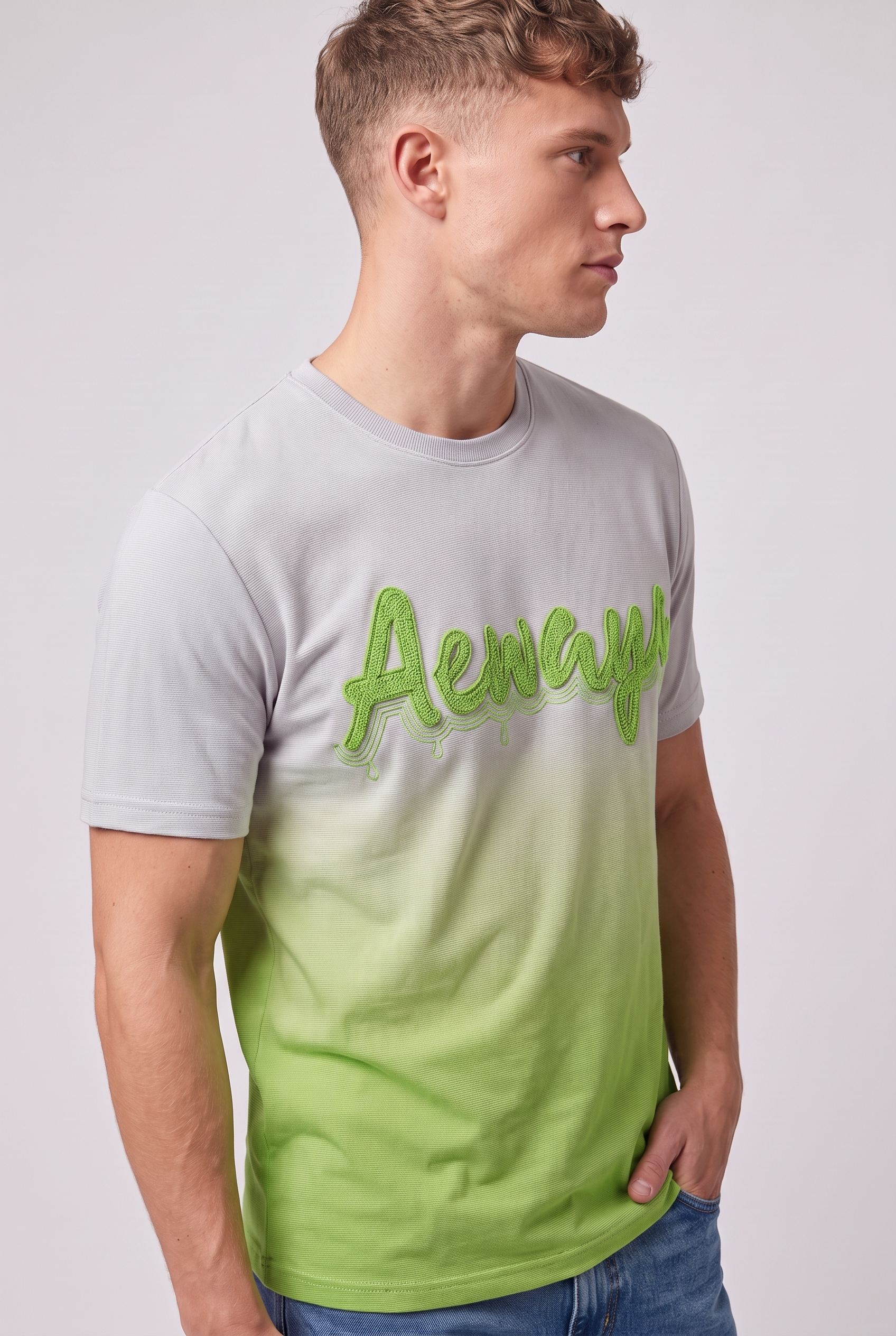 White & Lime Green Fade tshirt