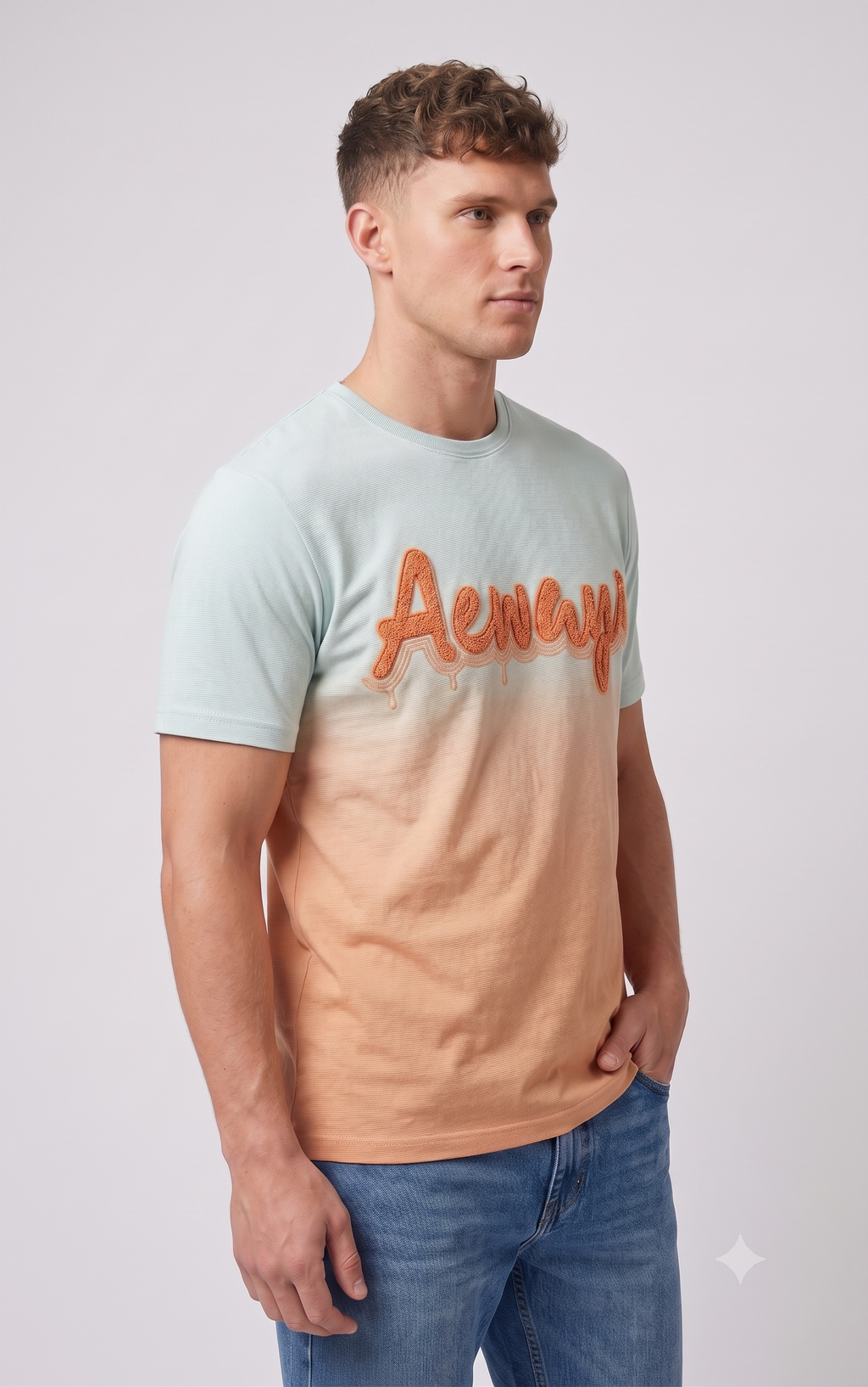 White & Lime orange Fade tshirt
