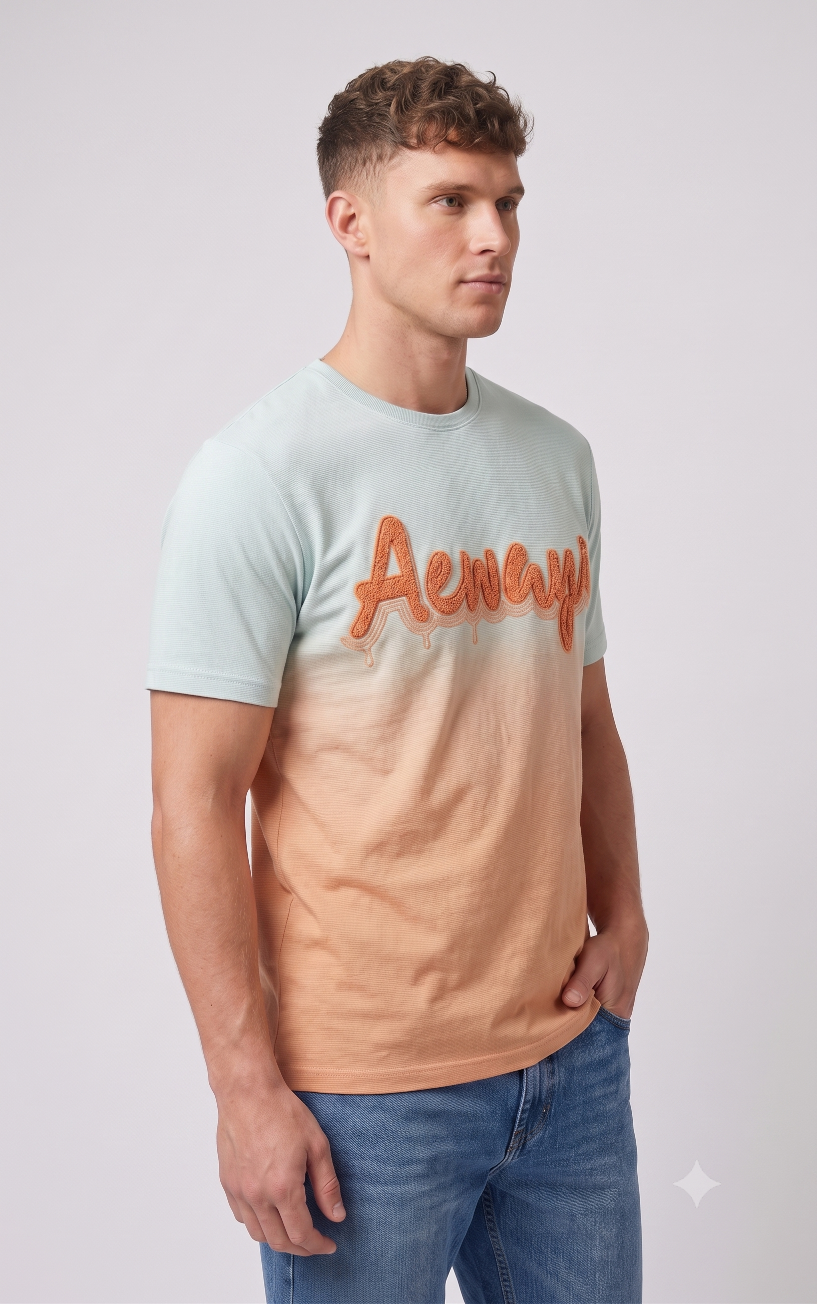 White & Lime orange Fade tshirt