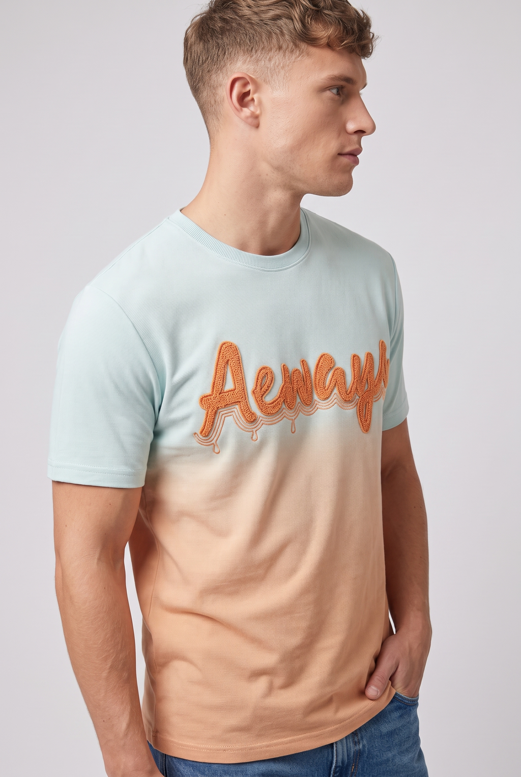 White & Lime orange Fade tshirt