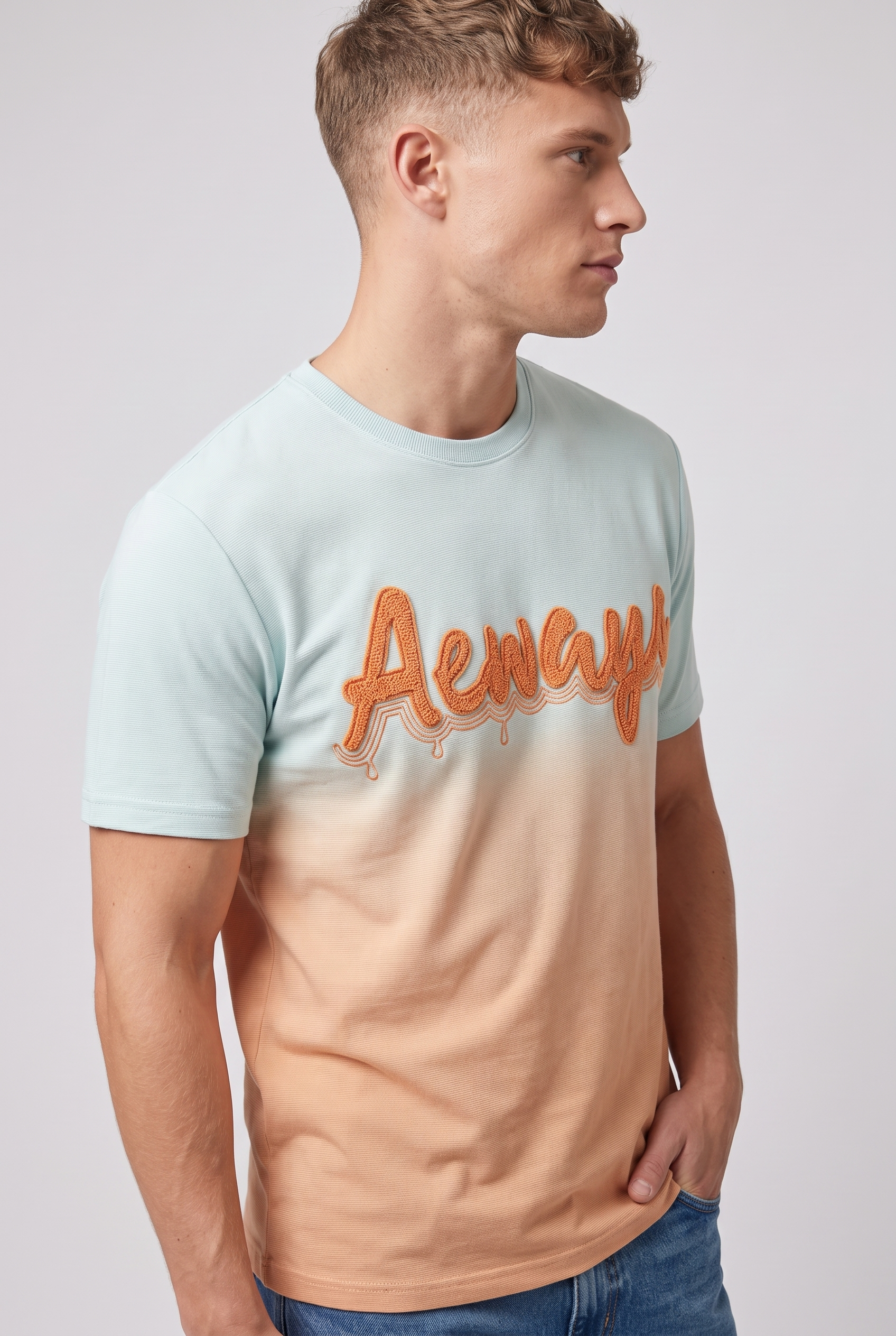 White & Lime orange Fade tshirt