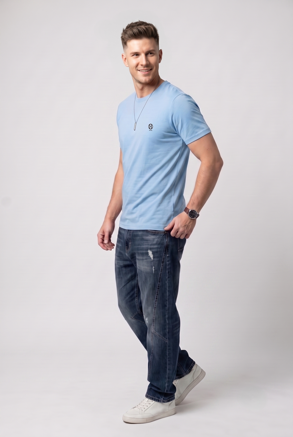 Sky Blue Crew Neck T-Shirt