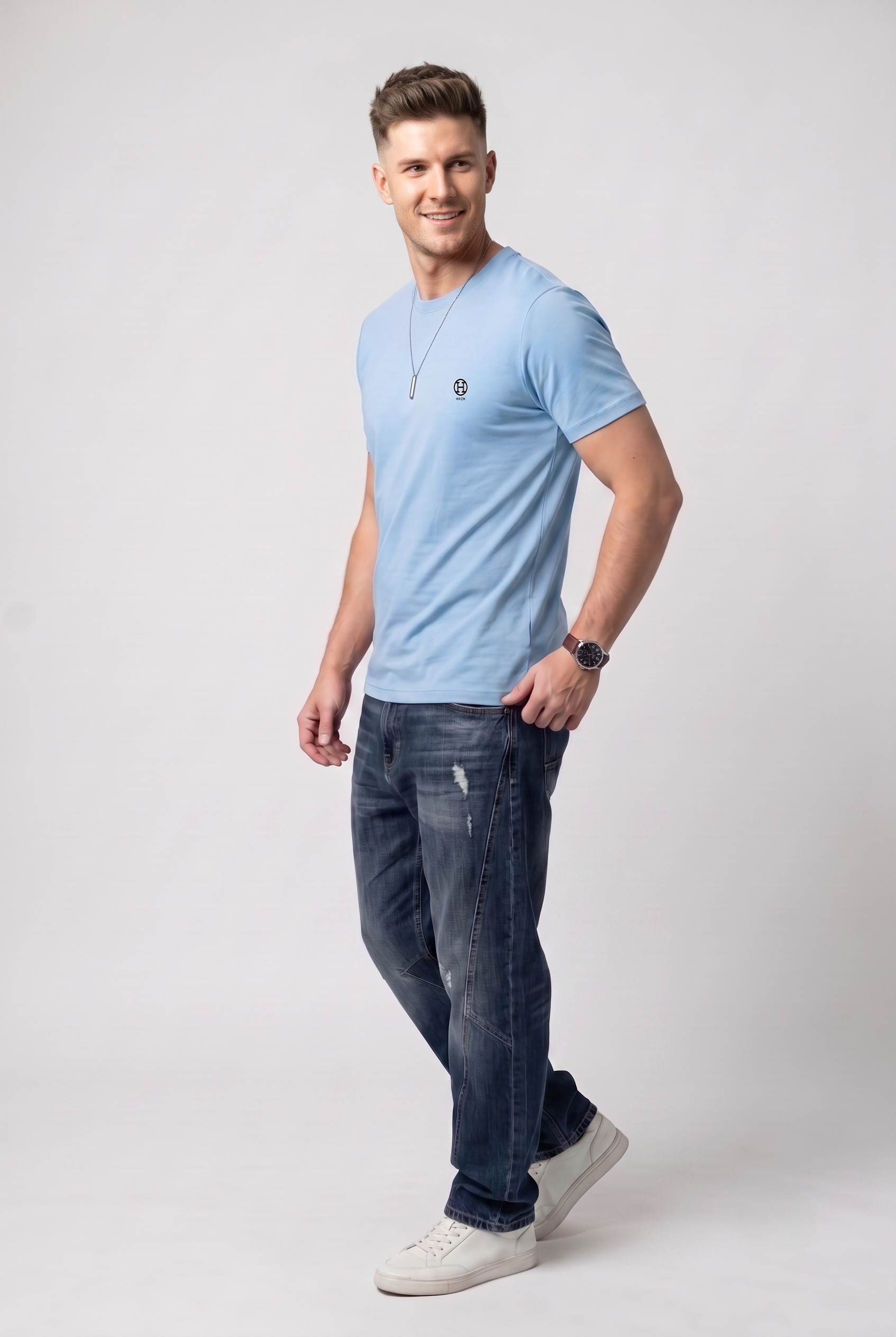 Sky Blue Crew Neck T-Shirt