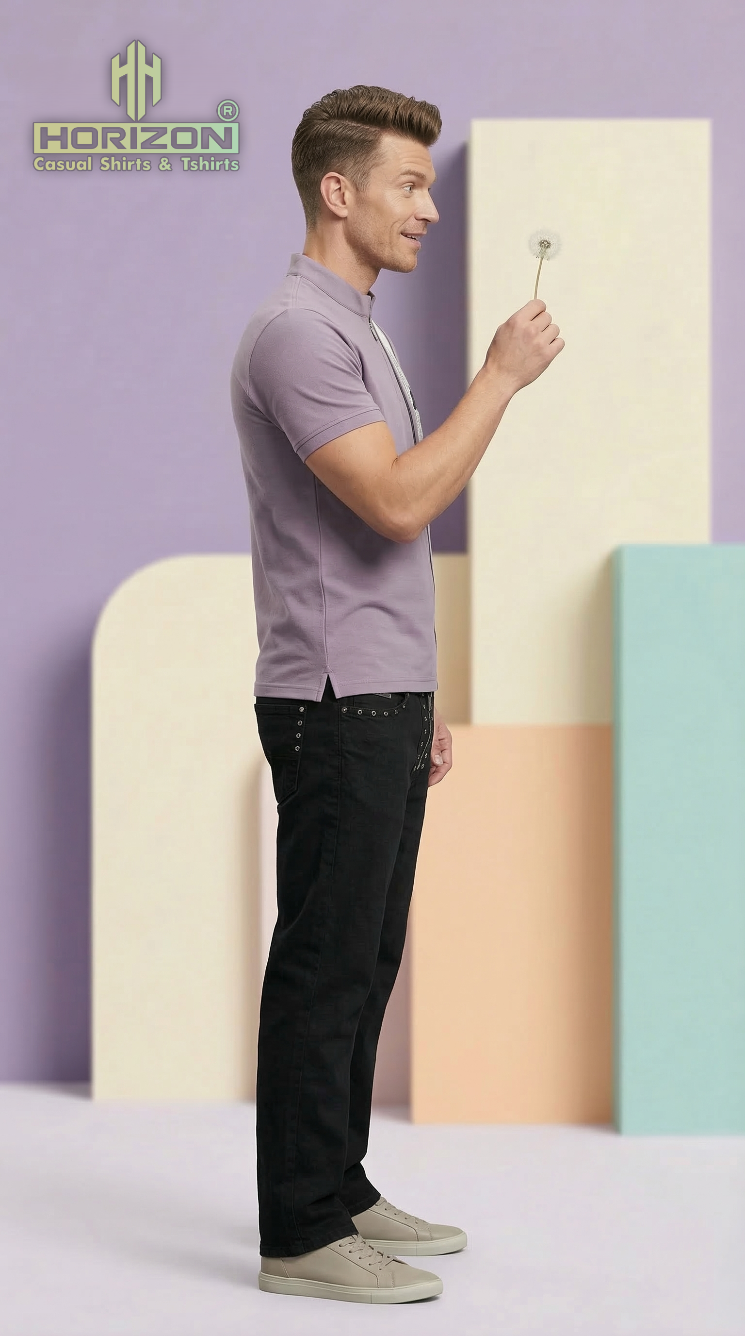 Color Block Printed Polo